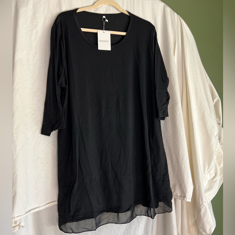 NWT Shiaili 3/4 length sleeve black tunic size 3X
